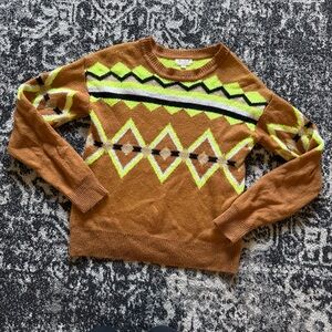 Ultra Flirt Neon Green and Brown Sweater